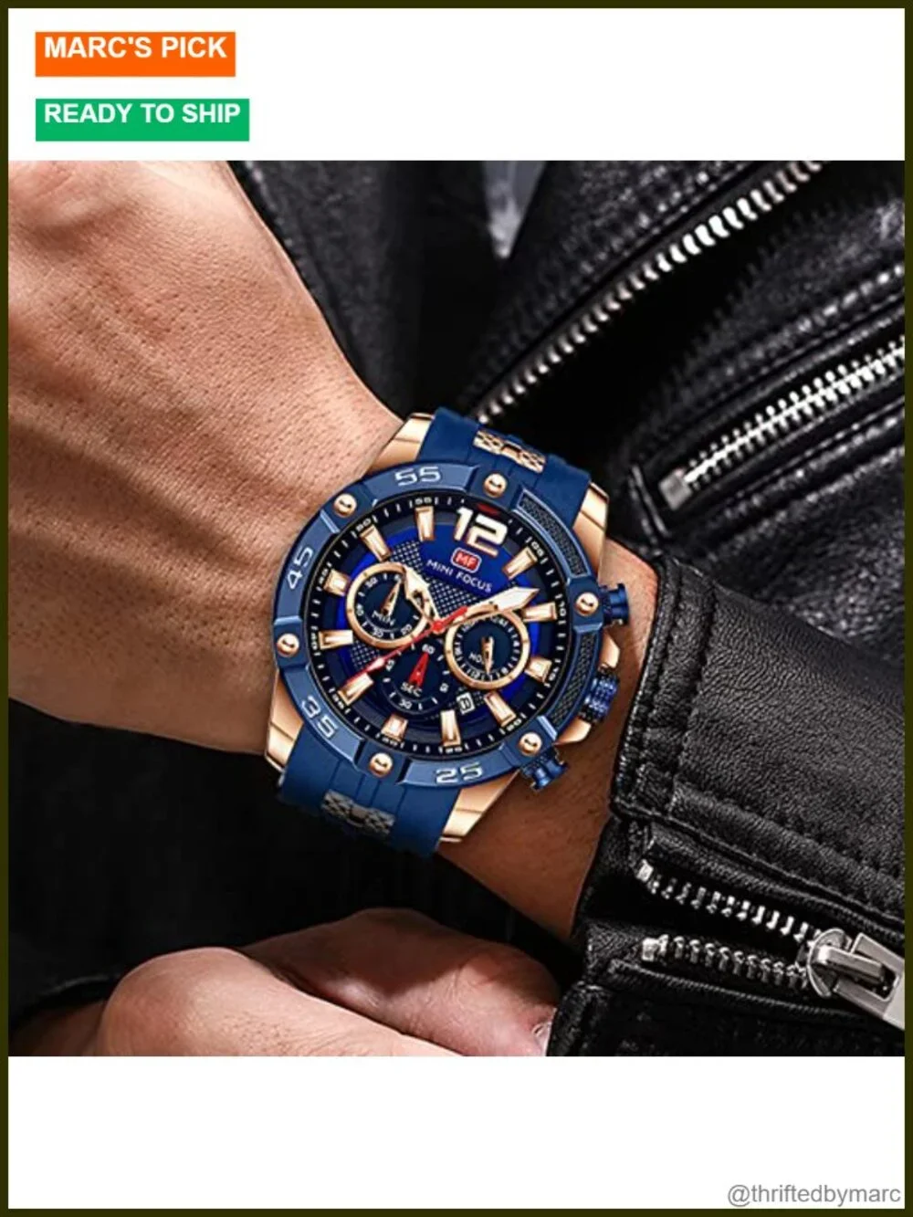 Military Waterproof Chronograph Analog Quartz Watch with Luminous Hands